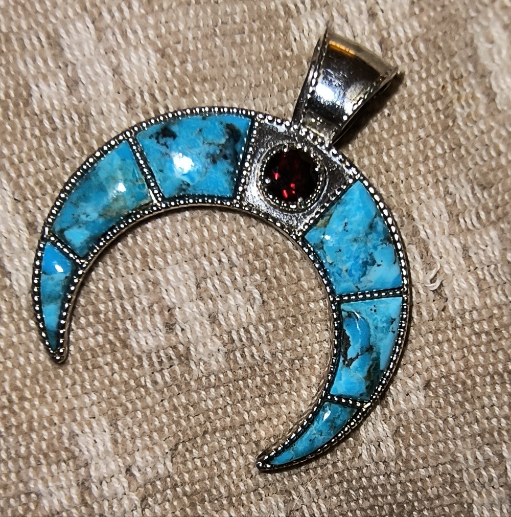 Turquoise Garnet Pendant